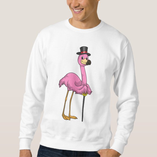 Flamingo as Pensioner with Walking stick Sweatshirt (Front)