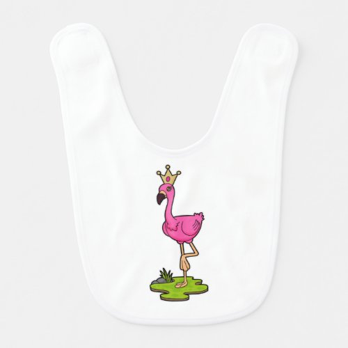 Flamingo as Princess with Crown Baby Bib