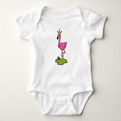 Flamingo as Princess with Crown Baby Bodysuit