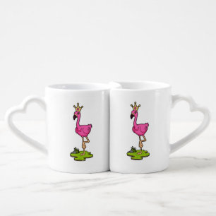 Flamingo as Princess with Crown Coffee Mug Set