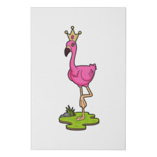 Flamingo as Princess with Crown Faux Canvas Print