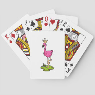 Flamingo as Princess with Crown Poker Cards