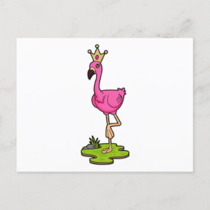 Flamingo as Princess with Crown Postcard