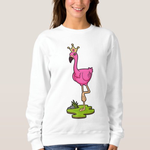 Flamingo as Princess with Crown Sweatshirt
