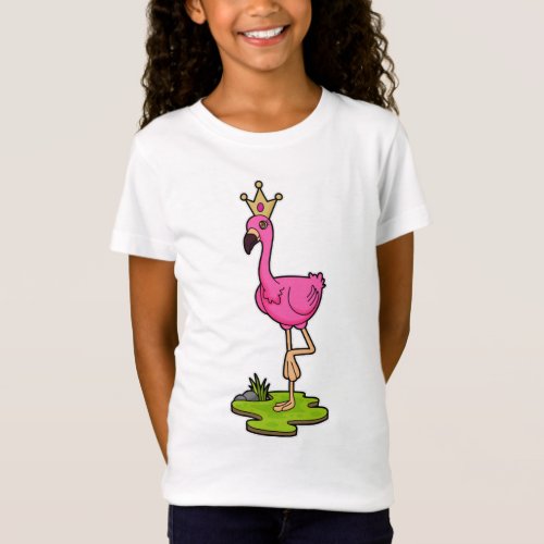 Flamingo as Princess with Crown T_Shirt