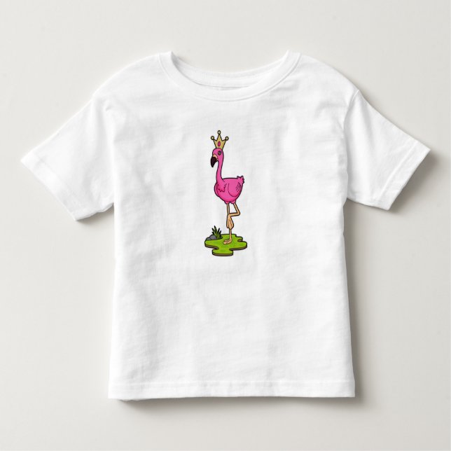 Flamingo as Princess with Crown Toddler T-shirt (Front)