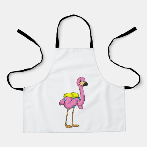 Flamingo as Pupils with School bag Apron