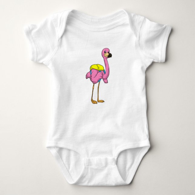 Flamingo as Pupils with School bag Baby Bodysuit (Front)