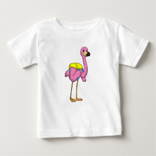 Flamingo as Pupils with School bag Baby T_Shirt