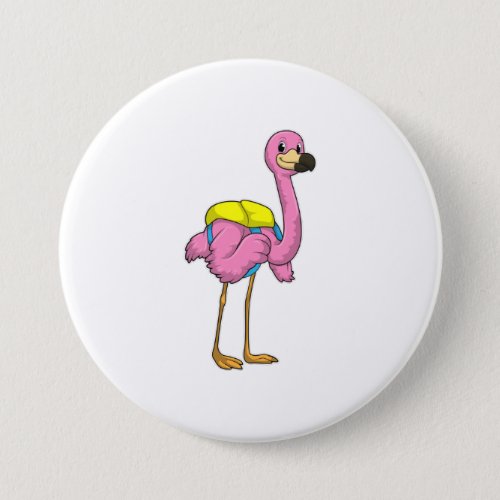 Flamingo as Pupils with School bag Button
