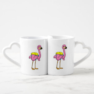 Flamingo as Pupils with School bag Coffee Mug Set