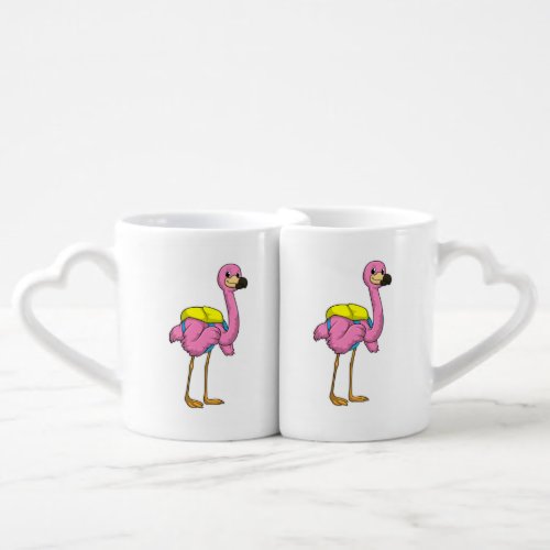 Flamingo as Pupils with School bag Coffee Mug Set