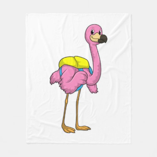 Flamingo as Pupils with School bag Fleece Blanket
