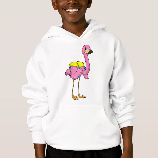 Flamingo as Pupils with School bag Hoodie (Front)