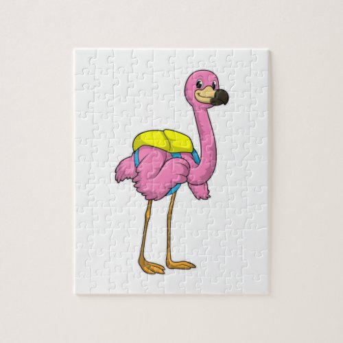 Flamingo as Pupils with School bag Jigsaw Puzzle