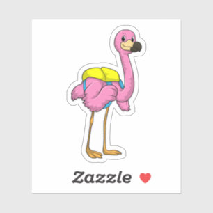 Flamingo as Pupils with School bag Sticker