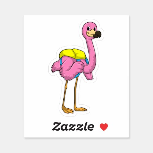 Flamingo as Pupils with School bag Sticker