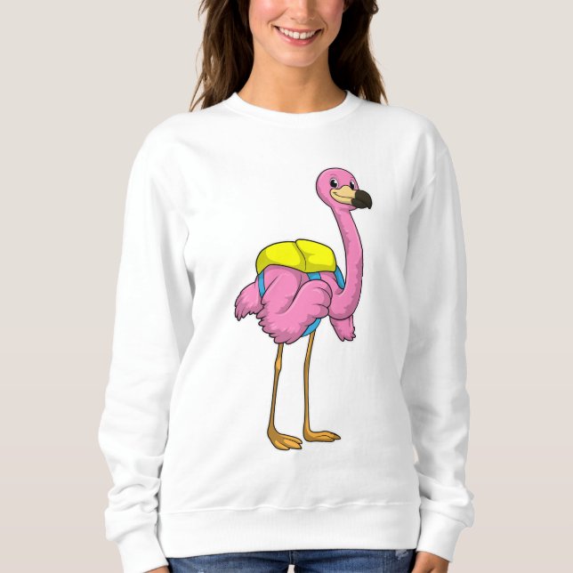 Flamingo as Pupils with School bag Sweatshirt (Front)