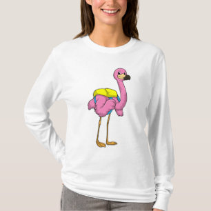 Flamingo as Pupils with School bag T-Shirt