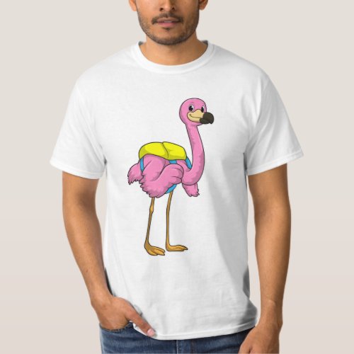 Flamingo as Pupils with School bag T_Shirt