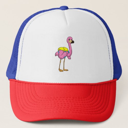 Flamingo as Pupils with School bag Trucker Hat