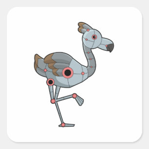 Flamingo as Robot Square Sticker