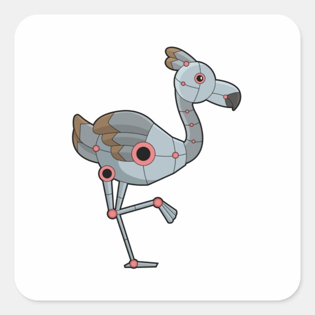 Flamingo as Robot Square Sticker (Front)