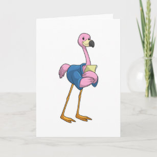 Flamingo as Secretary with Notepad Card