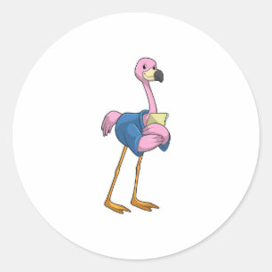 Flamingo as Secretary with Notepad Classic Round Sticker