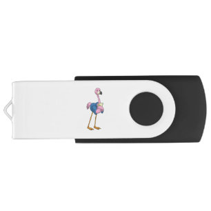 Flamingo as Secretary with Notepad Flash Drive