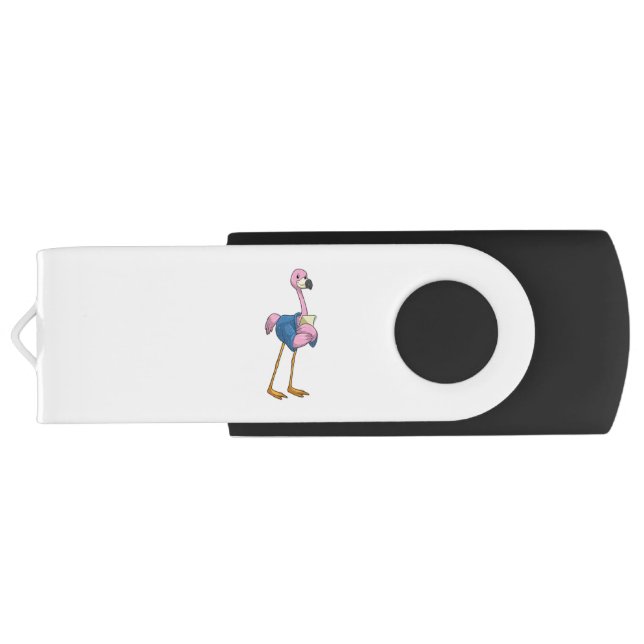 Flamingo as Secretary with Notepad Flash Drive (Back)