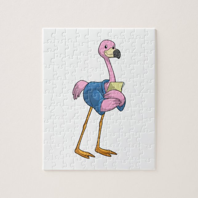 Flamingo as Secretary with Notepad Jigsaw Puzzle (Vertical)