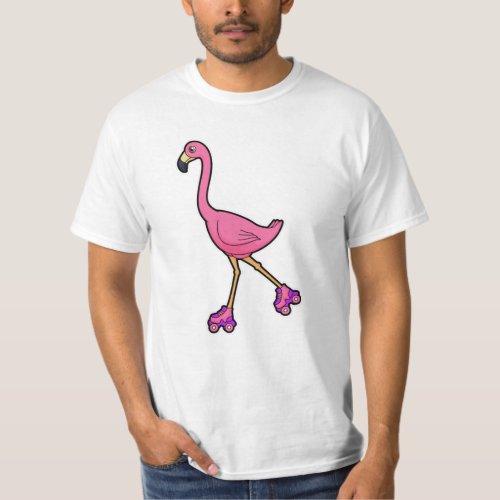 Flamingo as Skater with Roller skates T_Shirt