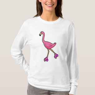 Flamingo as Skater with Roller skates T-Shirt