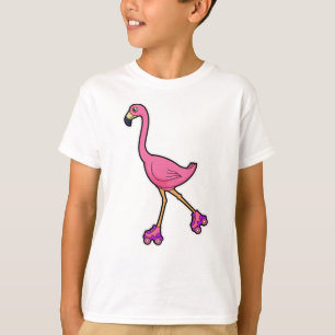 Flamingo as Skater with Roller skates T-Shirt