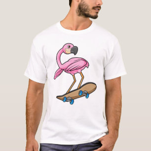 Flamingo as Skater with Skateboard T-Shirt