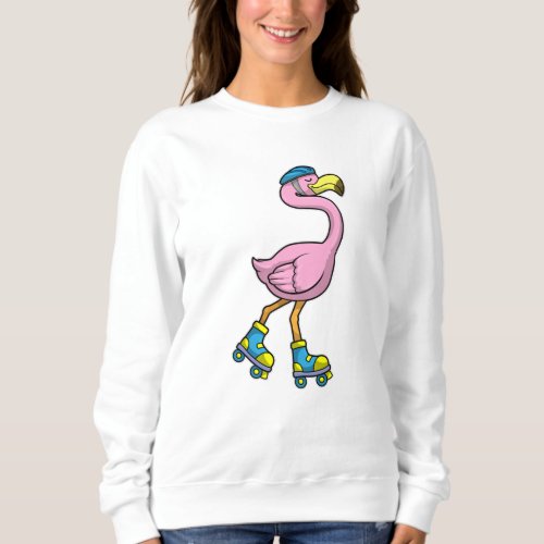 Flamingo as Skater with Skates  Helmet Sweatshirt