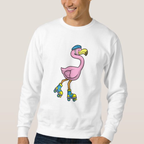 Flamingo as Skater with Skates  Helmet Sweatshirt