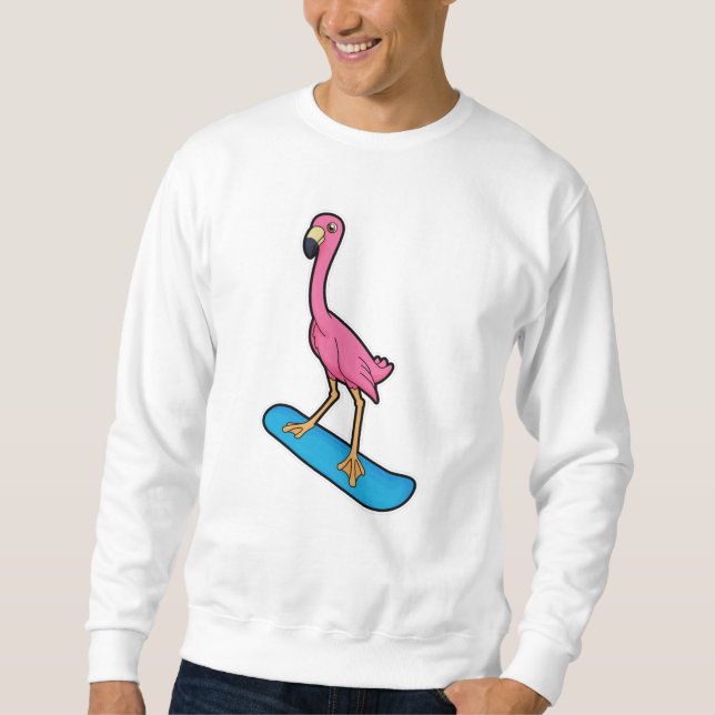Flamingo as Snowboarder with Snowbaord Sweatshirt (Front)