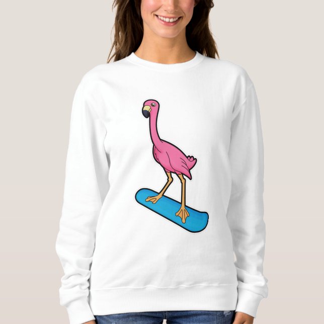 Flamingo as Snowboarder with Snowbaord Sweatshirt (Front)