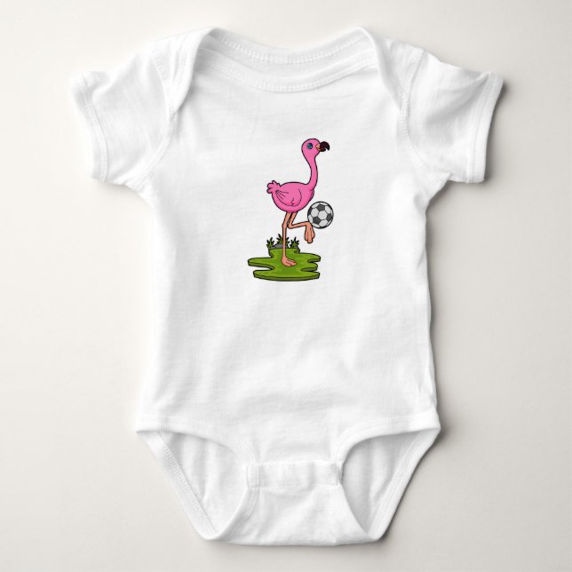 Flamingo as Soccer player with Soccer Baby Bodysuit (Front)
