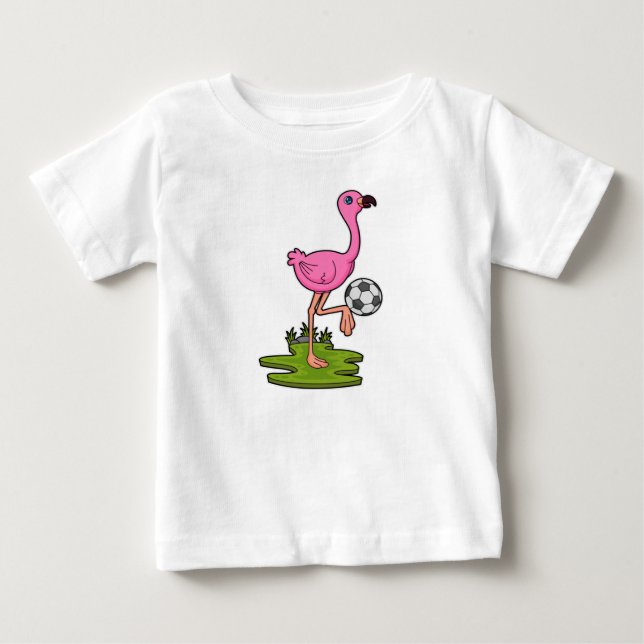 Flamingo as Soccer player with Soccer Baby T-Shirt (Front)