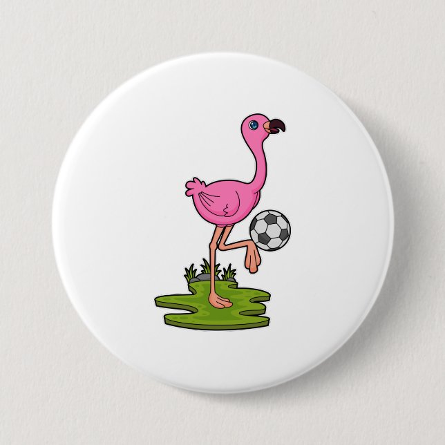 Flamingo as Soccer player with Soccer Button (Front)
