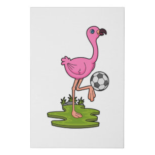 Flamingo as Soccer player with Soccer Faux Canvas Print