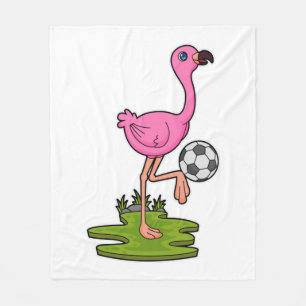 Flamingo as Soccer player with Soccer Fleece Blanket