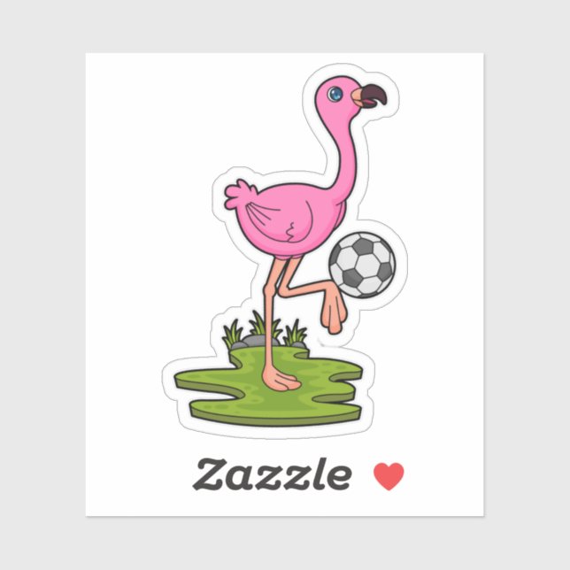 Flamingo as Soccer player with Soccer Sticker (Sheet)