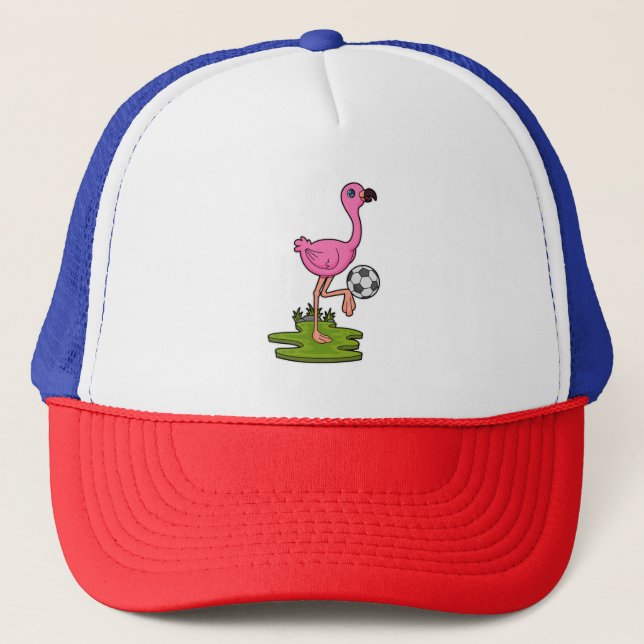 Flamingo as Soccer player with Soccer Trucker Hat (Front)
