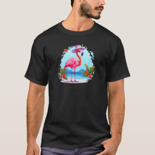 Flamingo At Beach Summer Vacation T-Shirt