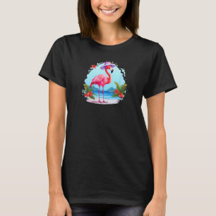 Flamingo At Beach Summer Vacation T-Shirt