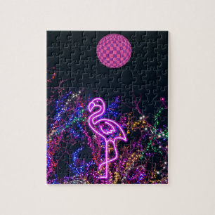 Flamingo at dance party.  jigsaw puzzle